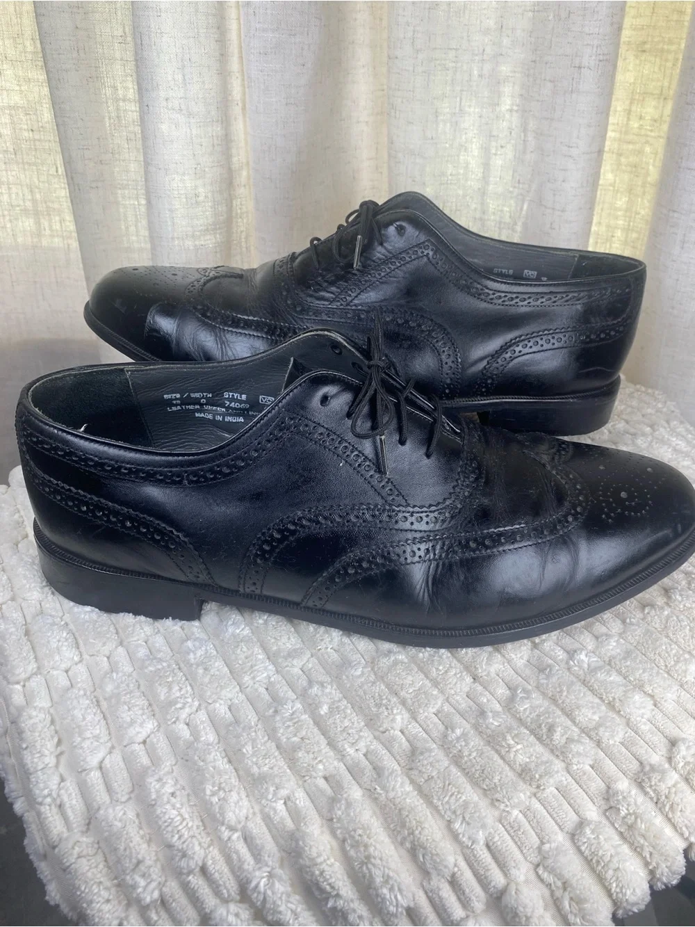 Oakton Classics Black Leather Wingtip Oxford Dress Shoes 13D
